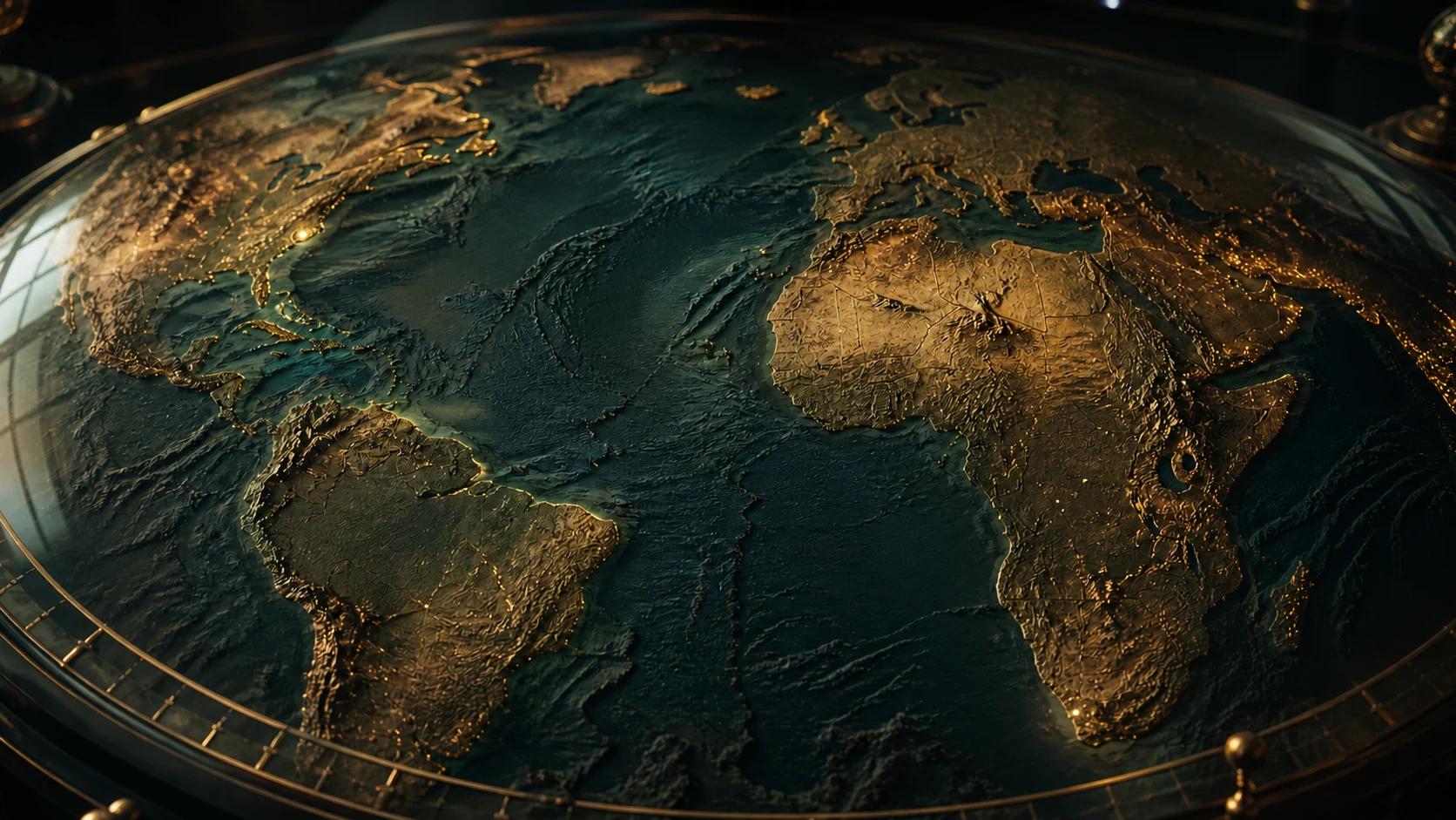 A night globe showing Atlanta in the United States and Cape Town in South Africa